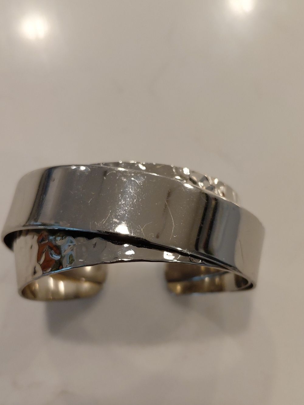 Stella And Dot Silver Toned Hammered Cuff Bracelet..ONE SIZE FITS MOST.